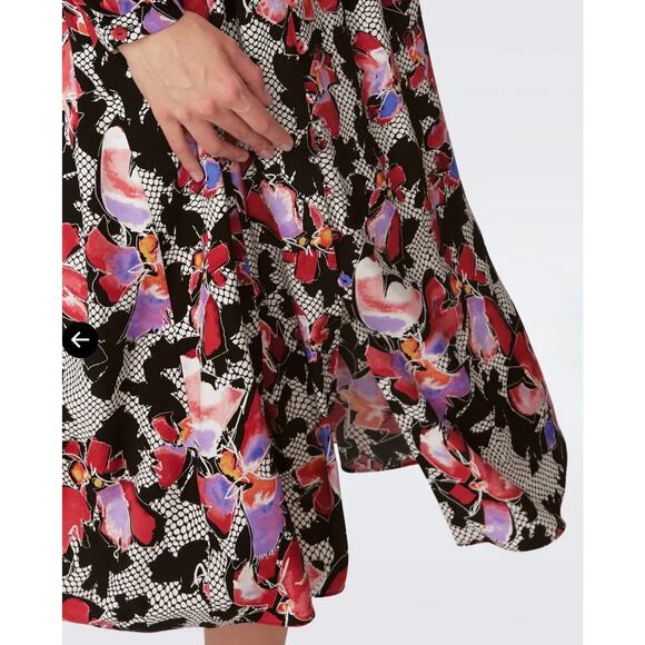 Diane Von Furstenberg Erica Midi Shirt Dress Women's 10 Floral Designer DVF - Picture 4 of 13